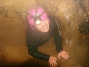 caving Squeezing through a hole